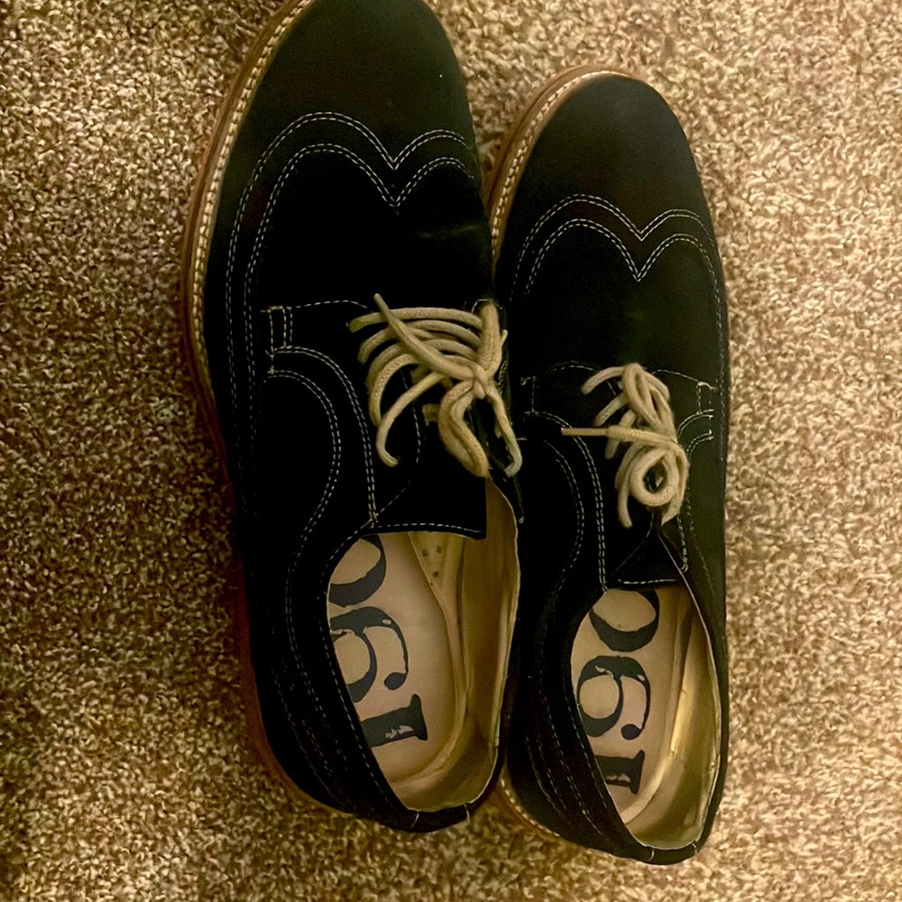 Navy Blue 1901 suede Oxford shoes